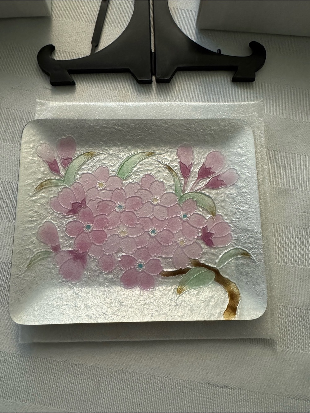 Ando Cloisonne Enamel Tray Cherry Blossom Japan made